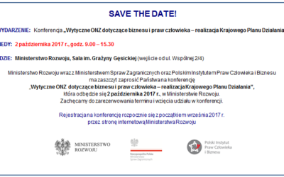 2.10.2017 – Zapraszamy na&nbsp;Konferencję nt.&nbsp;realizacji Krajowego Planu Działań w&nbsp;obszarze biznesu i&nbsp;praw człowieka