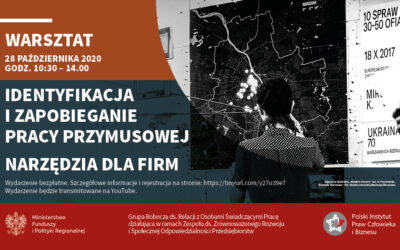 Warsztat online „Identyfikacja i&nbsp;zapobieganie pracy przymusowej – narzędzia dla firm”, 28 października 2020, 10.30-14.00