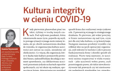 „Kultura integrity w&nbsp;cieniu COVID-19” – nowy artykuł Joanny Szymonek w&nbsp;„Personel Plus”